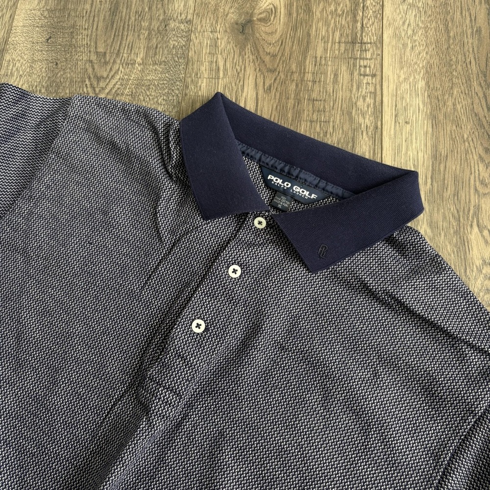 Polo Golf Ralph Lauren Polo Shirt Mens XL Blue Pima Cotton Polo Golf Print‎ Knit